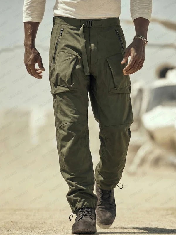 Cotton Cargo Trousers with Utility Zip Pockets