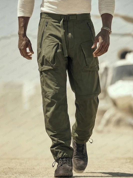 Cotton Cargo Trousers with Utility Zip Pockets