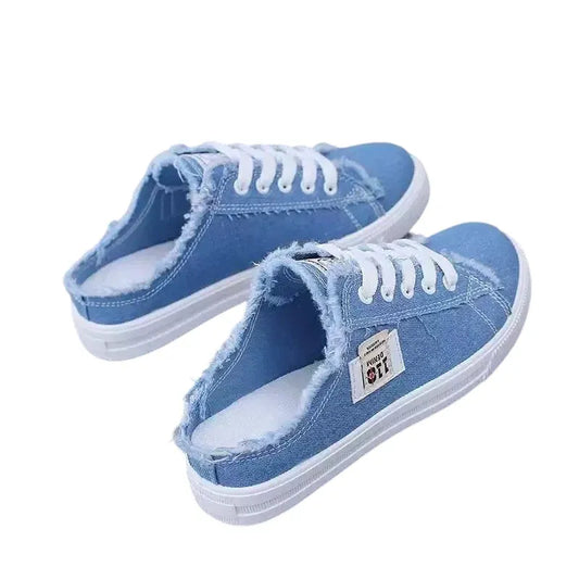Women’s Frayed Denim Mule Trainers
