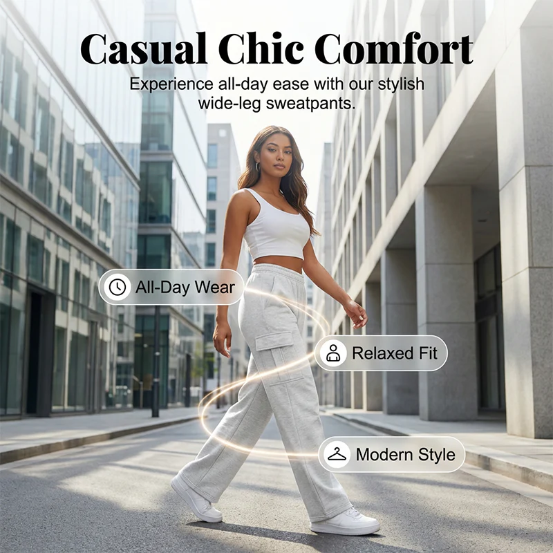 High Waist Wide Leg Cargo Trousers