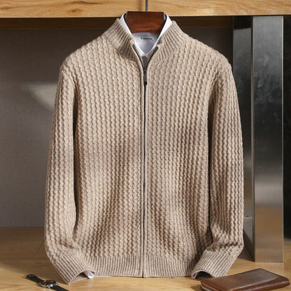 Men’s Pure Cashmere Half-Zip Mock-Neck Jumper