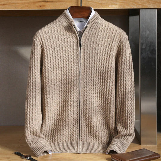 Men’s Pure Cashmere Half-Zip Mock-Neck Jumper