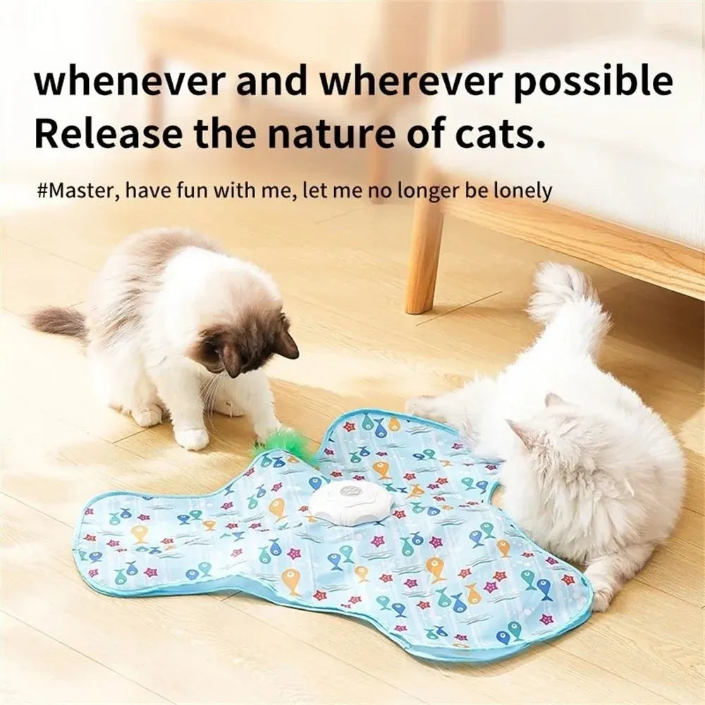 Interactive Motion Sensor Cat Toy with Hidden Feather Teaser