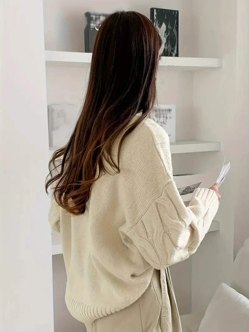Women’s Classic Cotton-Blend Cable Knit Sweater