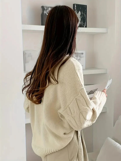 Women’s Classic Cotton-Blend Cable Knit Sweater