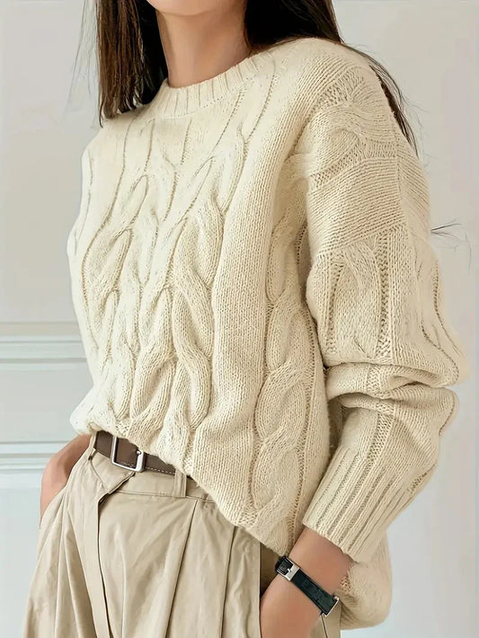 Women’s Classic Cotton-Blend Cable Knit Sweater