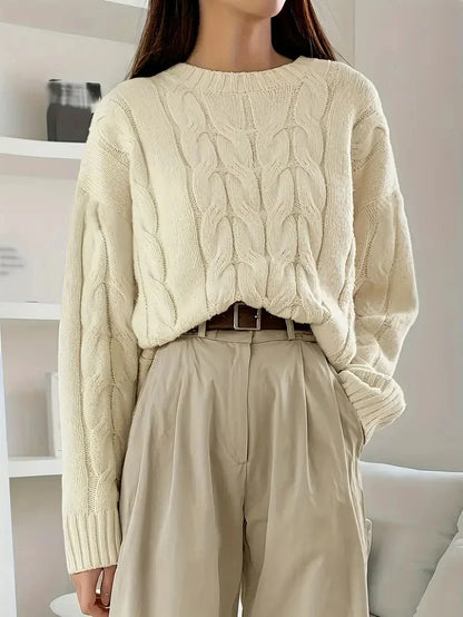 Women’s Classic Cotton-Blend Cable Knit Sweater