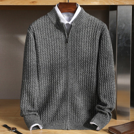 Men’s Pure Cashmere Half-Zip Mock-Neck Jumper