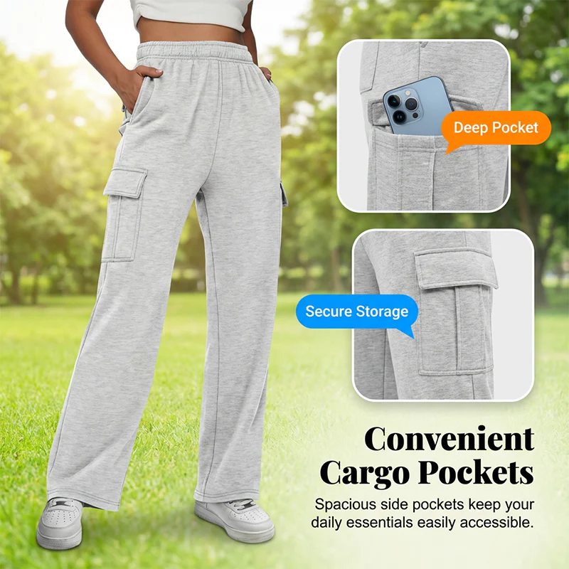 High Waist Wide Leg Cargo Trousers