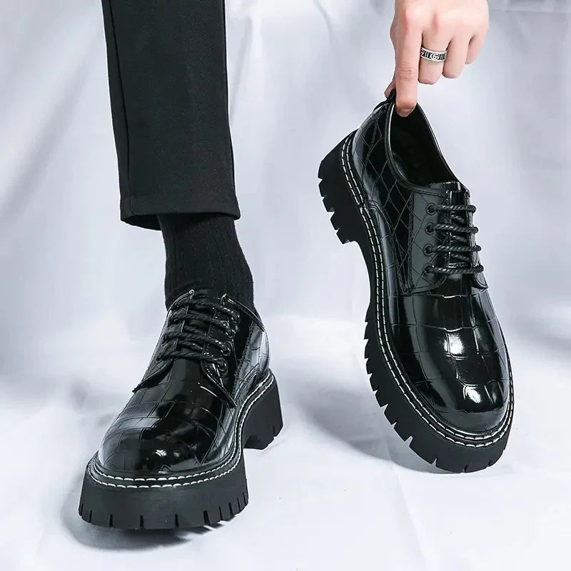 Men’s Vintage Crocodile Pattern Oxford Shoes
