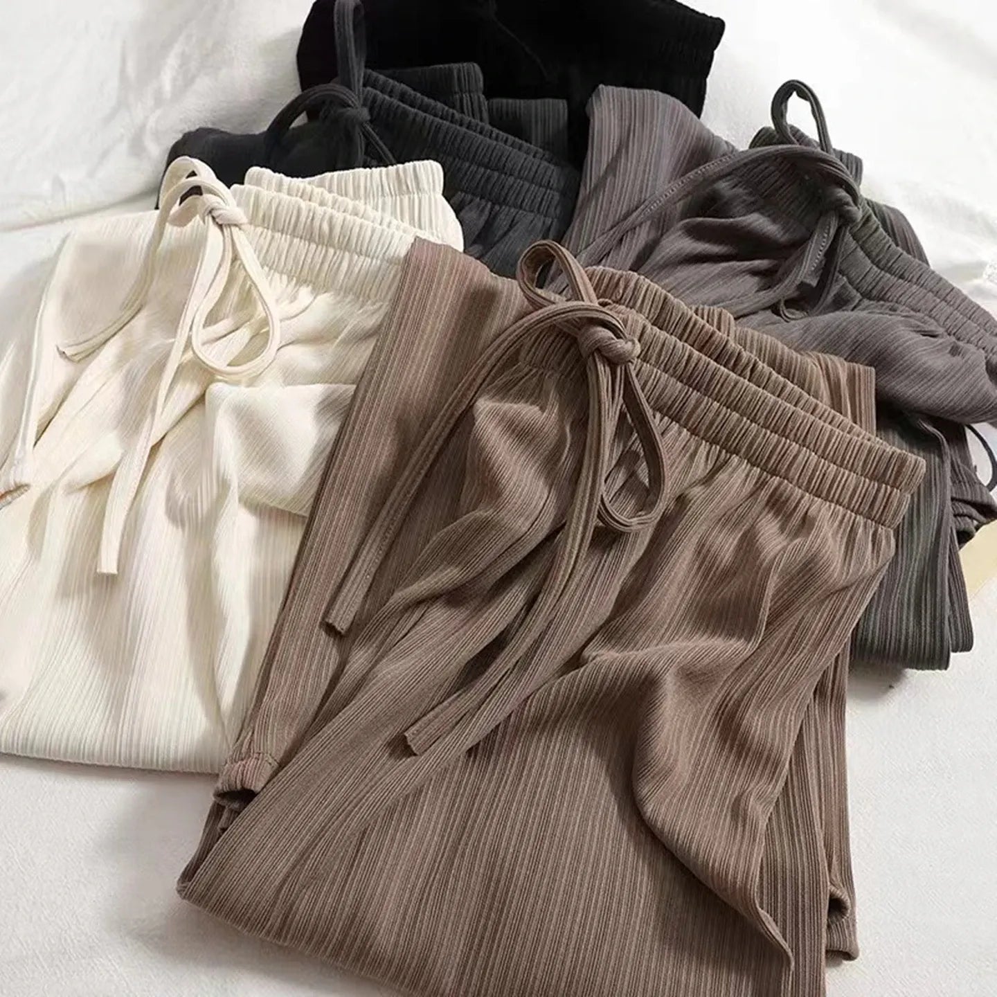 Women’s High-Waist Ribbed Wide-Leg Trousers