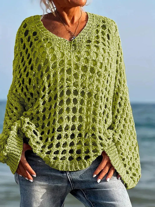 Women’s Loose Knit Openwork Long Sleeve Jumper
