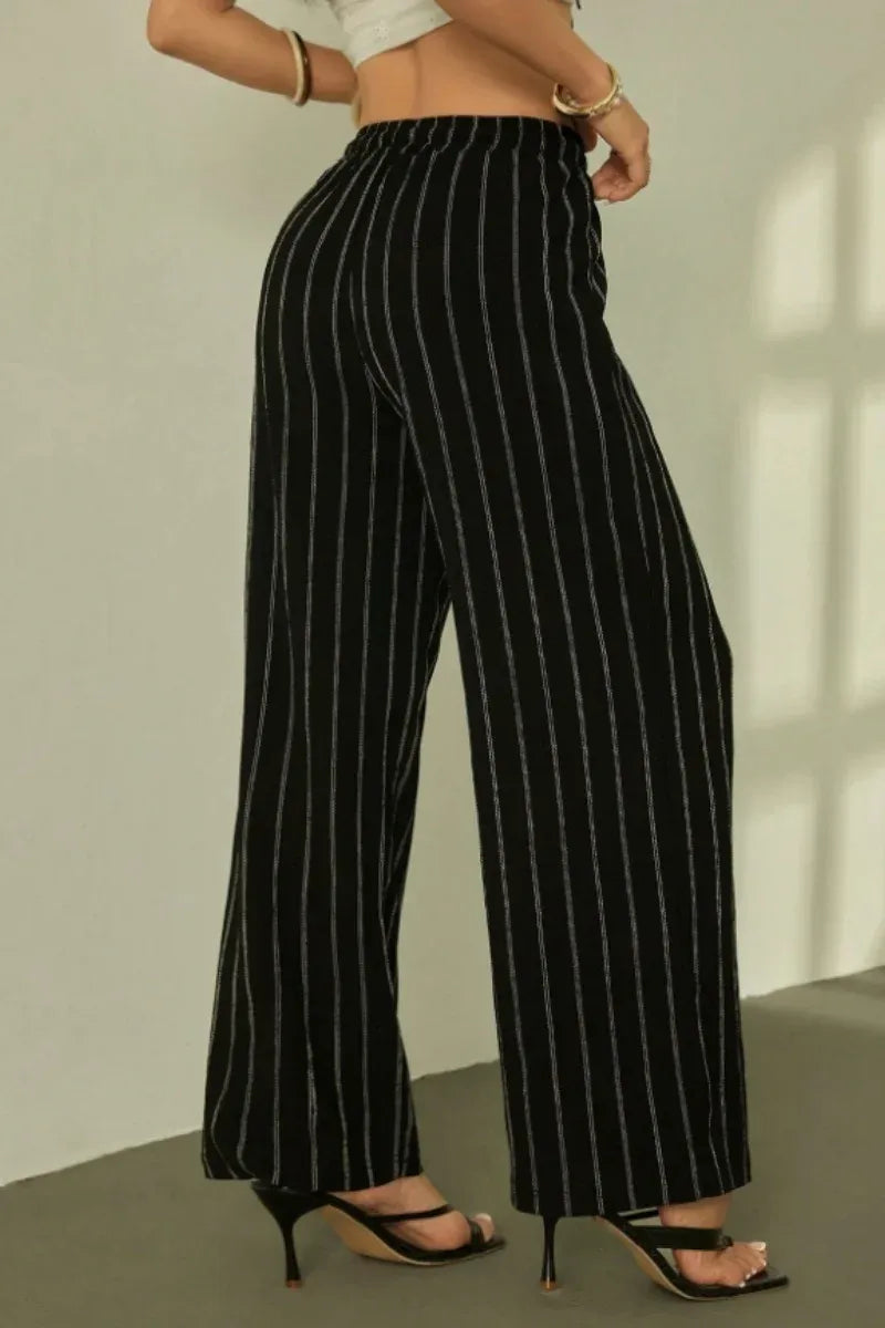 Women’s High-Waist Striped Wide-Leg Trousers