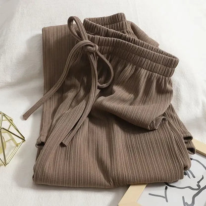 Women’s High-Waist Ribbed Wide-Leg Trousers