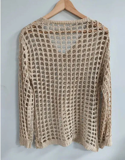 Women’s Loose Knit Openwork Long Sleeve Jumper