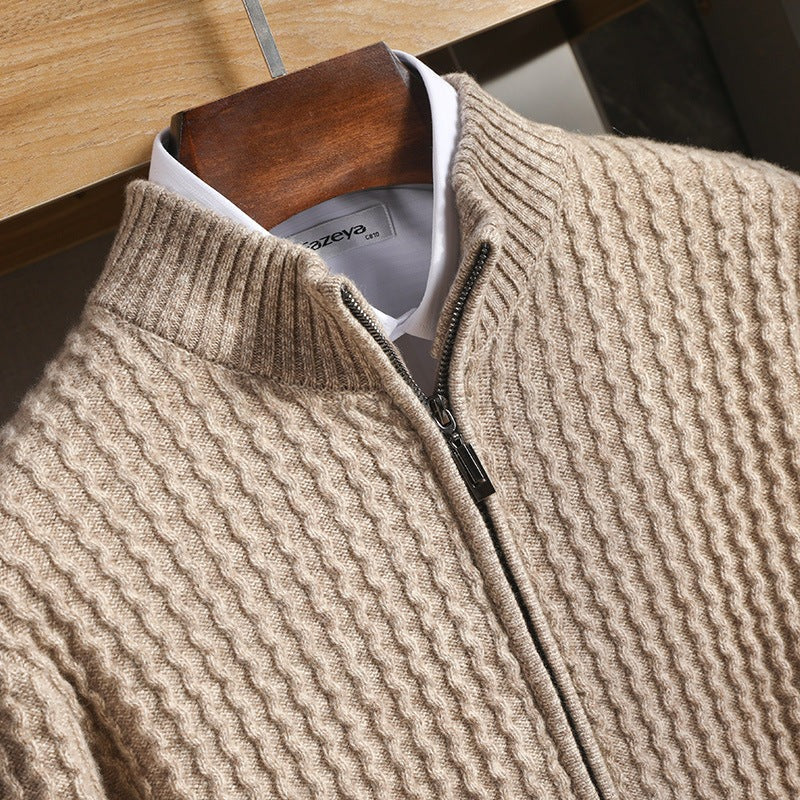 Men’s Pure Cashmere Half-Zip Mock-Neck Jumper