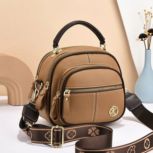 Women’s Classic Multi-Compartment PU Leather-Look Crossbody Bag