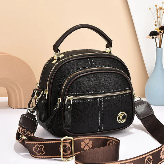 Women’s Classic Multi-Compartment PU Leather-Look Crossbody Bag