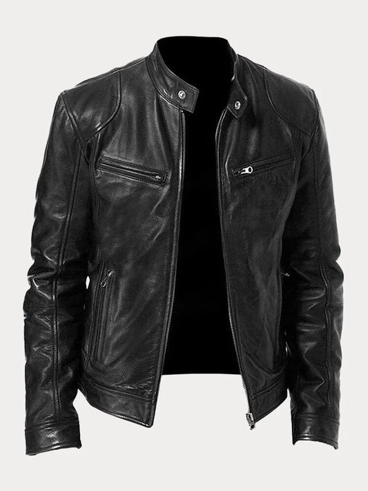 Biker Casual Zipper Leather-Look Jacket
