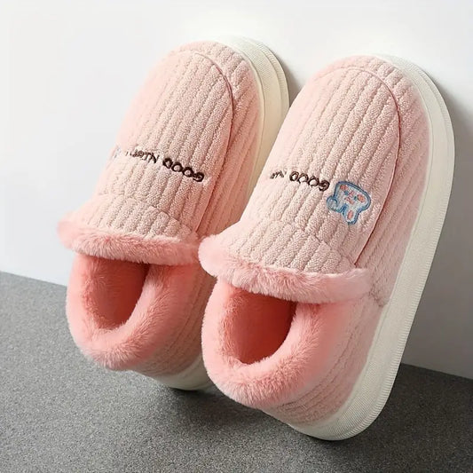 Plus Size Fuzzy Slip-On Indoor Shoes