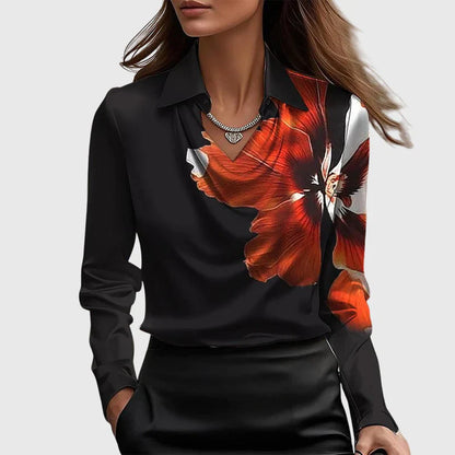 Women’s Shimmer Pleated Collar Blouse