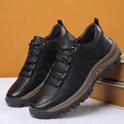 Men’s Waterproof-Style Leather-Look Walking Shoes