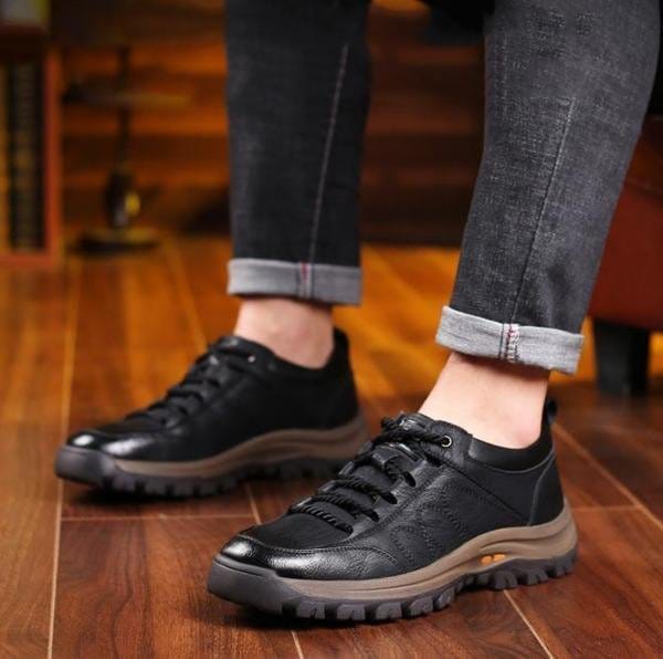 Men’s Waterproof-Style Leather-Look Walking Shoes
