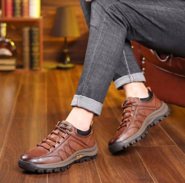 Men’s Waterproof-Style Leather-Look Walking Shoes