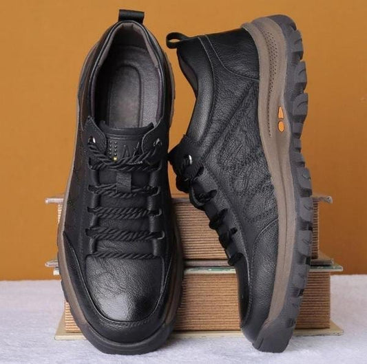 Men’s Waterproof-Style Leather-Look Walking Shoes