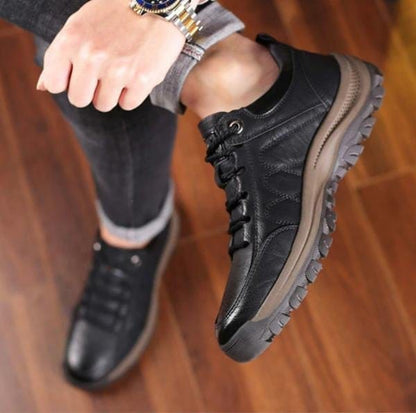Men’s Waterproof-Style Leather-Look Walking Shoes