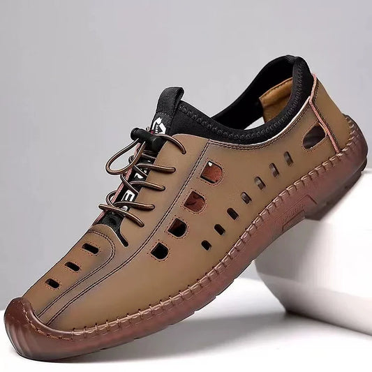 Men's Casual Hollow Leather-Look Sandals