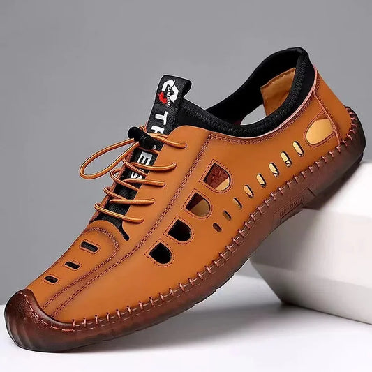 Men's Casual Hollow Leather-Look Sandals