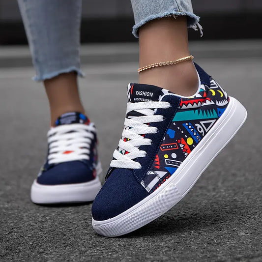 Unisex Geometric Sneakers - Lightweight Casual Shoes for Everyday Wear