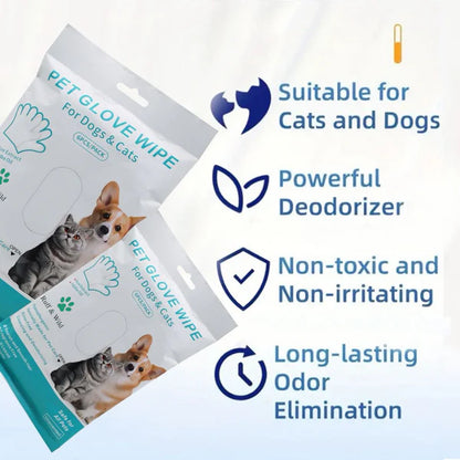 Hypoallergenic Unscented Pet Cleaning Glove Wipes (6 Pack)