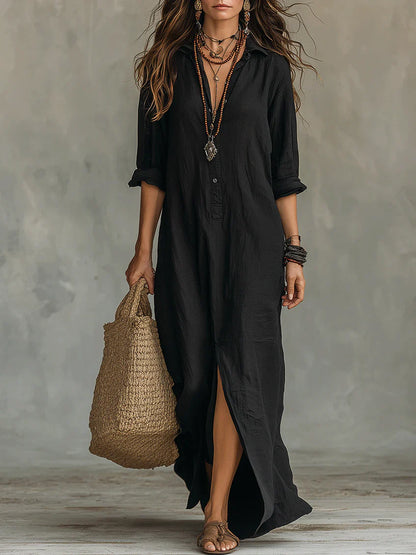 Women’s Relaxed Collared Maxi Shirt Dress