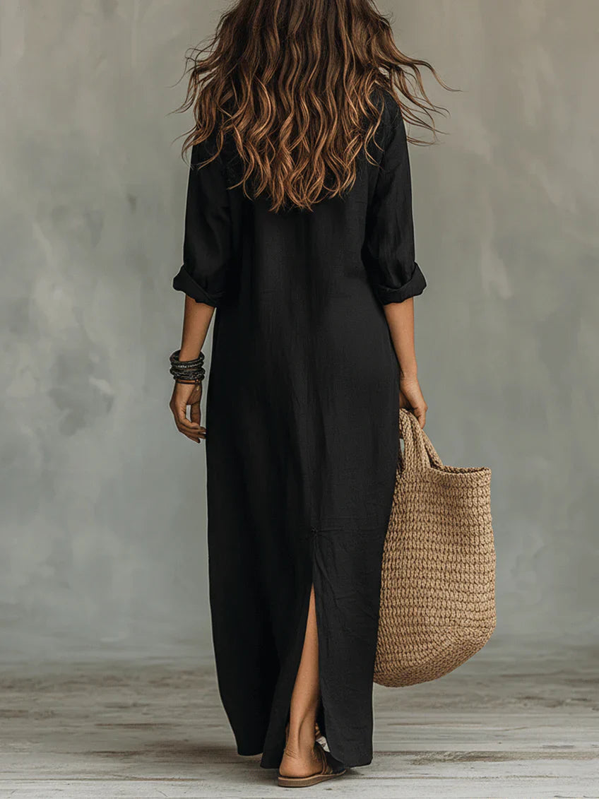 Women’s Relaxed Collared Maxi Shirt Dress
