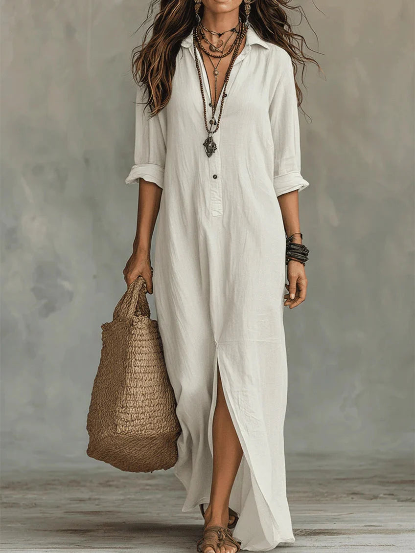 Women’s Relaxed Collared Maxi Shirt Dress