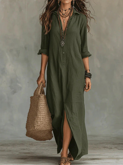 Women’s Relaxed Collared Maxi Shirt Dress