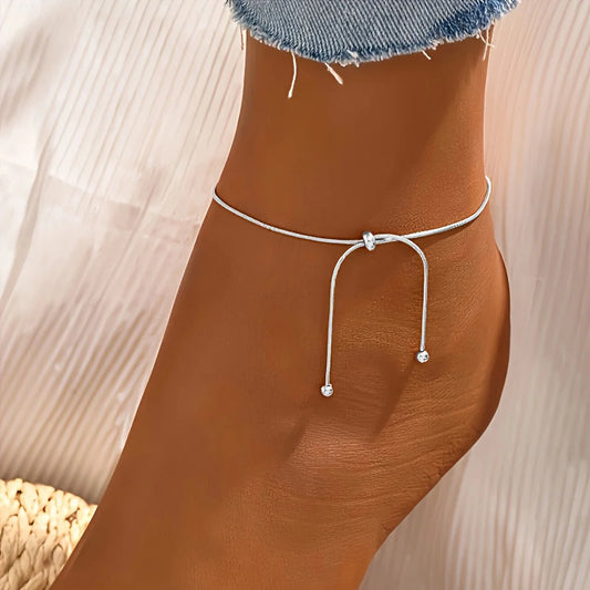 Women’s Polished Snake Chain Adjustable Anklet