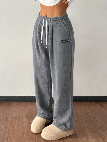 Women’s Soft Ribbed Corduroy Wide-Leg Trousers
