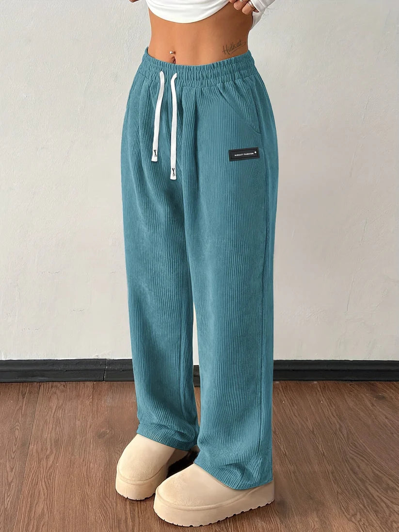 Women’s Soft Ribbed Corduroy Wide-Leg Trousers