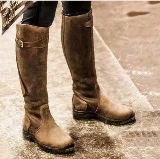 Women’s Waterproof Leather Zip Riding Boots