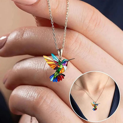Women’s Hummingbird Pendant Necklace and Earring Set
