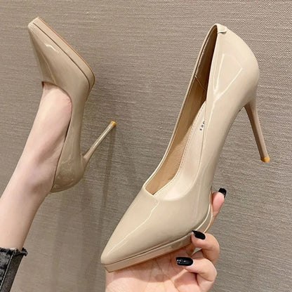 Women’s Gloss-Finish Pointed-Toe Stiletto Court Heels