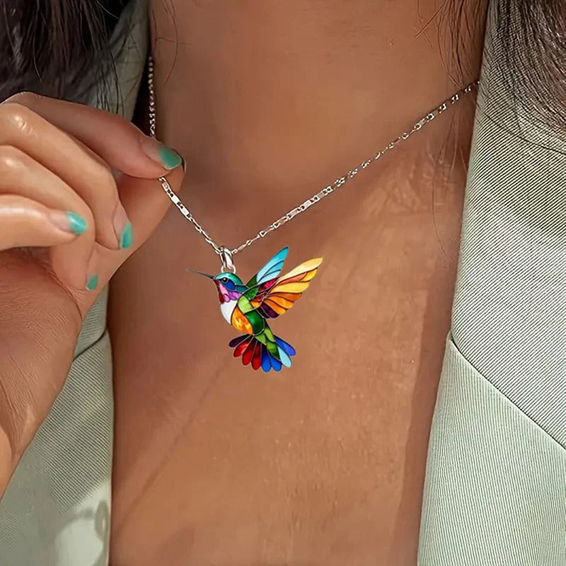 Women’s Hummingbird Pendant Necklace and Earring Set