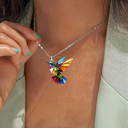 Women’s Hummingbird Pendant Necklace and Earring Set