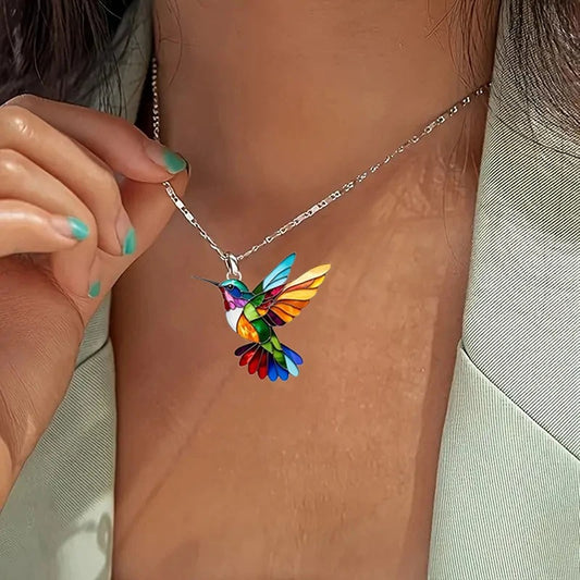 Women’s Hummingbird Pendant Necklace and Earring Set