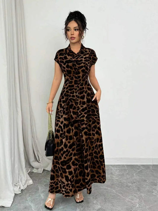 Women's Leopard Print Maxi Dress