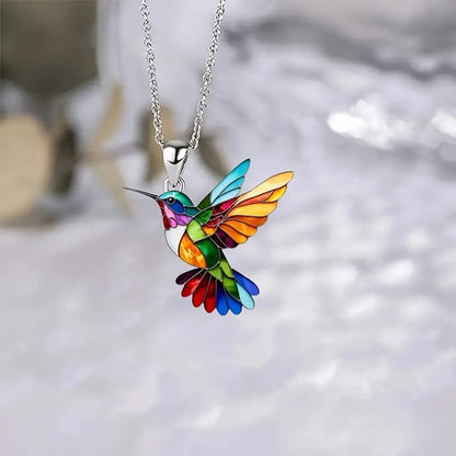 Women’s Hummingbird Pendant Necklace and Earring Set
