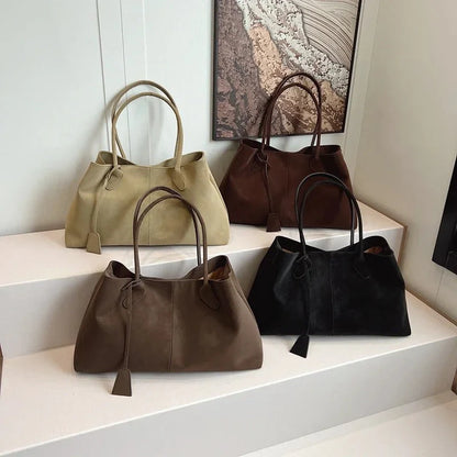 Women's Fashionable Shoulder Bag in Faux Suede